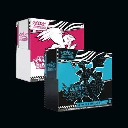 🔥Pack Pokémon ETB Foudre Noir (EV 10.5)+ ETB Flamme Blanche (EV 10.5) – Écarlate & Violet (FR)🔥